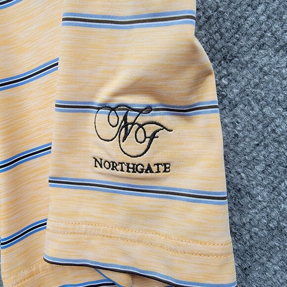 Footjoy Polo Shirt Mens Large Orange Striped Golf Performance North‎ Gate Logo - Picture 3 of 9
